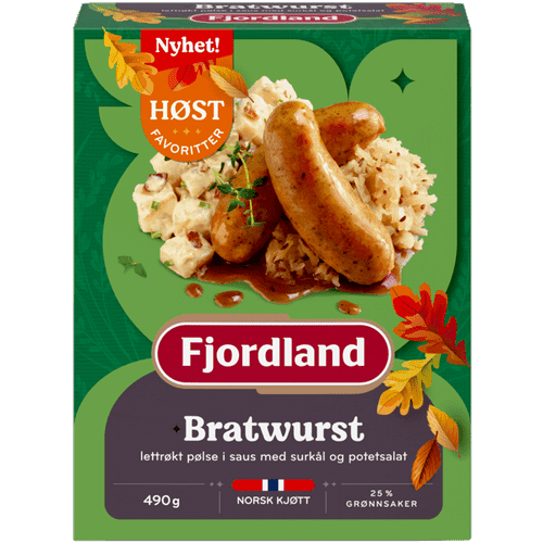 Bratwurst med surkål og potetsalat