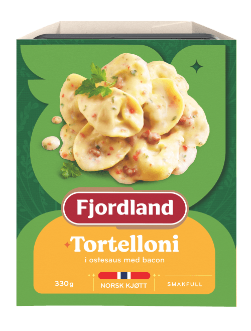 Tortelloni i ostesaus med bacon Tortelloni i ostesaus med bacon