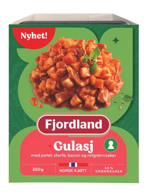 Gulasj med potet, storfe, bacon og rotgrønnsaker