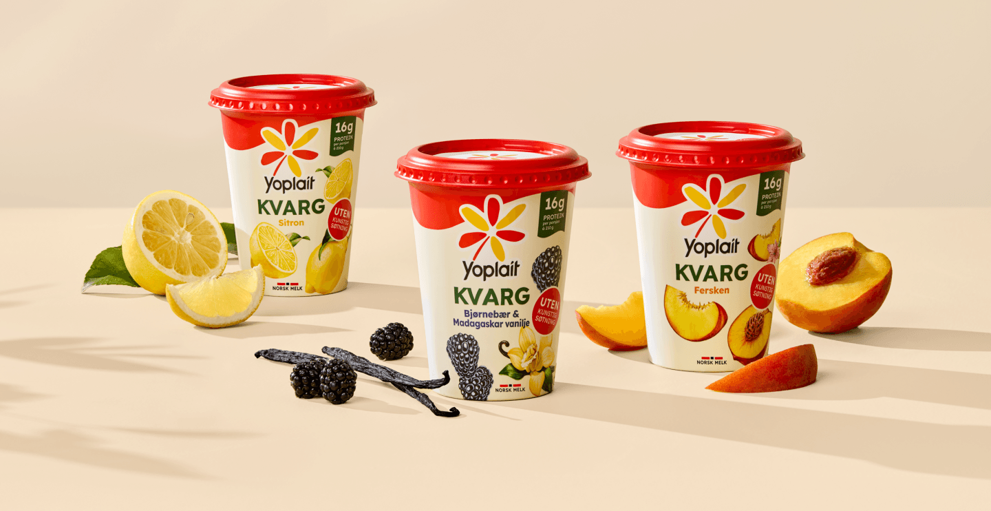 Kvarg Raspberry Yoplait KVARG – proteinrik, uten kunstig søtning, laktosefri – Fjordland