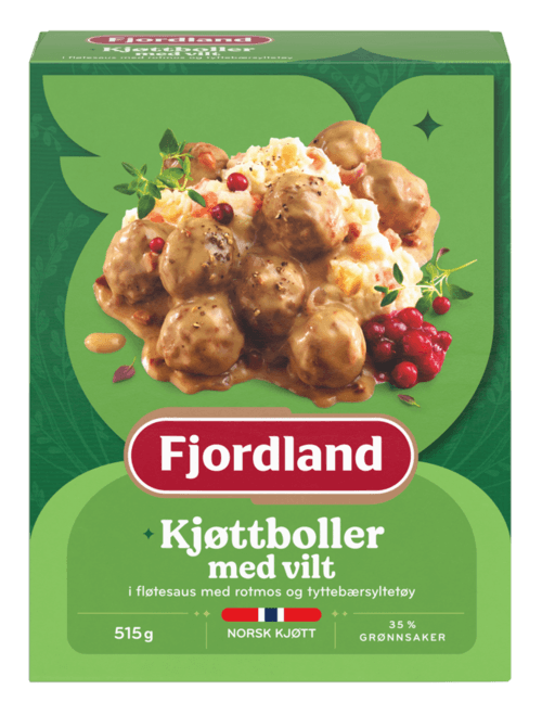 Kjøttboller med vilt i fløtesaus, med rotmos og tyttebærsyltetøy Kjøttboller med vilt i fløtesaus, med rotmos og tyttebærsyltetøy