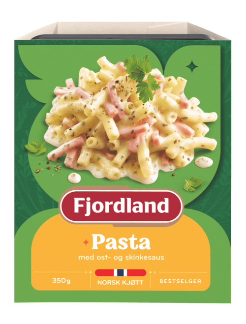 Pasta med ost- og skinkesaus