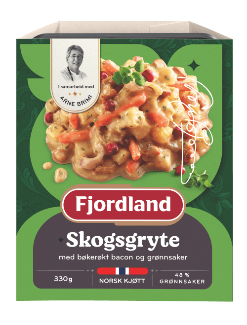 Brimis Skogsgryte med bøkerøkt bacon og grønnsaker