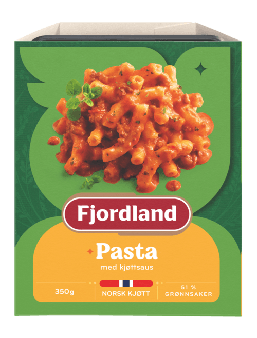 Pasta med kjøttsaus med tomat, løk og urter