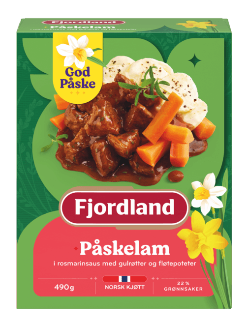 Påskelam i rosmarinsaus med fløtepoteter og gulrotstaver