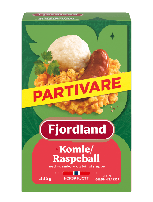 Komle/Raspeball med vossakorv og kålrotstappe (Liten porsjon) Komle/Raspeball med vossakorv og kålrotstappe (Liten porsjon)