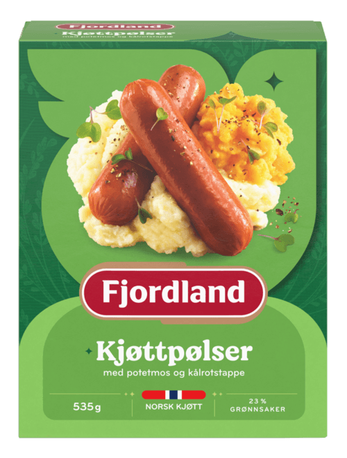 Kjøttpølser med potetmos og kålrotstappe Kjøttpølser med potetmos og kålrotstappe