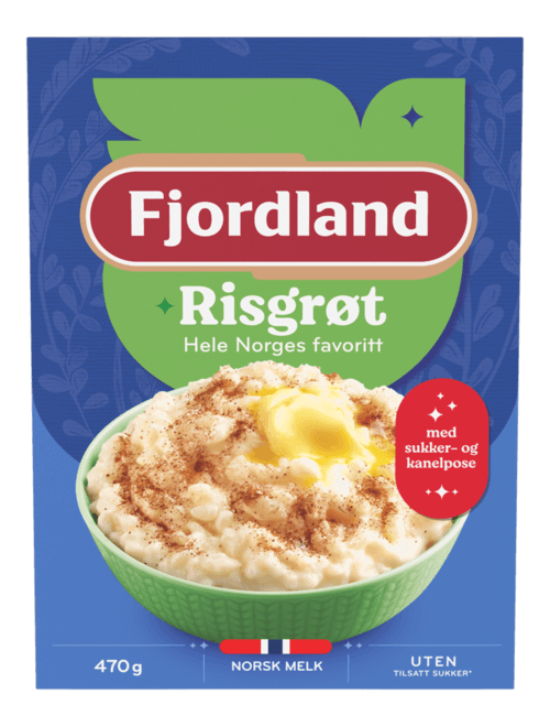 Risgrøt med sukker- og kanelpose Risgrøt med sukker- og kanelpose