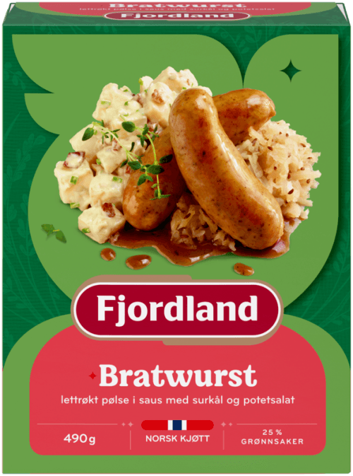Bratwurst med surkål og potetsalat Bratwurst med surkål og potetsalat