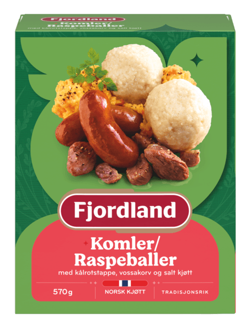 Komler/Raspeballer med kålrotstappe, vossakorv og salt kjøtt