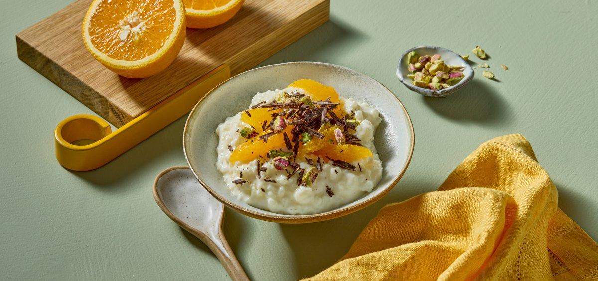 Vintergrøt med appelsin, pistasj og sjokolade