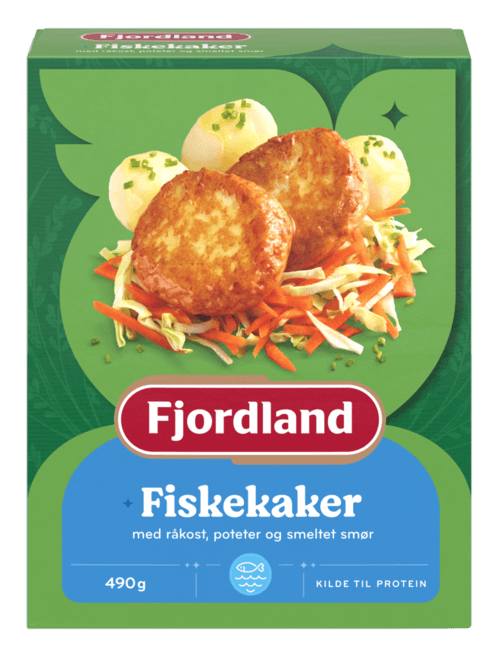 Fiskekaker med poteter, råkost og smeltet smør
